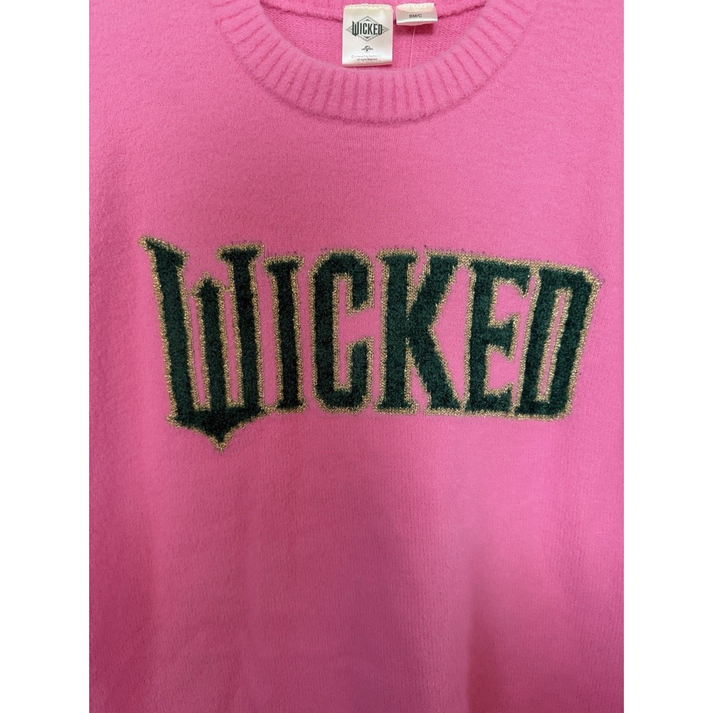 Women's Wicked Pink & Green Long Sleeve Crewneck Sweater Size Small NWT - Picture 2 of 6